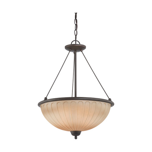 Nuvo 60-4227 CAROUSEL 3 LIGHT PENDANT Carousel 3 Light Pendant with Auburn Beige Glass (Discontinued)
