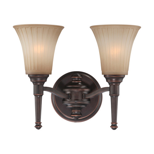 Nuvo 60-4242 FRANKLIN 2 LIGHT VANITY Franklin 2 Light Vanity Fixture with Sienna Glass (Discontinued)