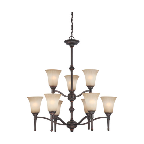 Nuvo 60-4249 FRANKLIN 12 LIGHT CHANDELIER Franklin 12 Light Two Tier Chandelier with Sienna Glass (Discontinued)