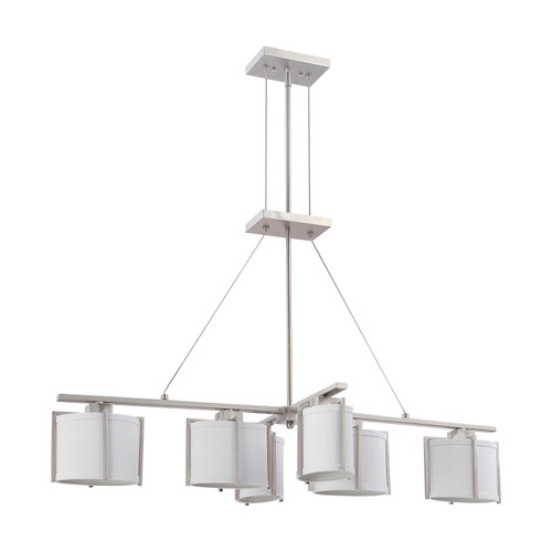Nuvo 60-4351 PORTIA ES 6 LIGHT ISLAND PEND. Portia ES 6 Light Island Pendant with Slate Gray Fabric Shades (6) 13W GU24 Lamps Incl. (Discontinued)