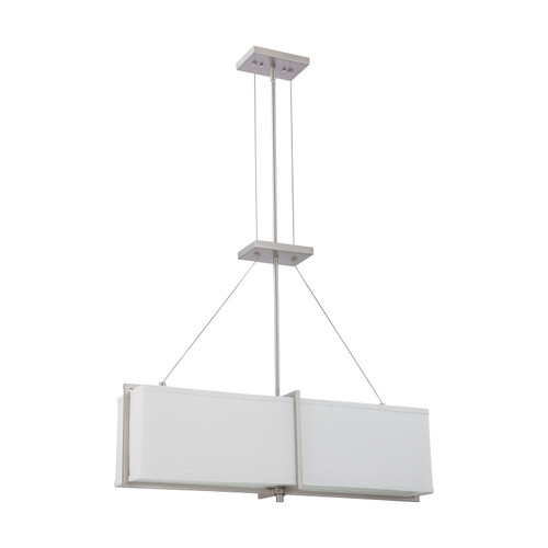 Nuvo 60-4365 LOGAN ES 4 LT SQUARE PENDANT Logas ES 4 Light Square Pendant with Slate Gray Fabric Shade (4) 13W GU24 Lamps Incl. (Discontinued)