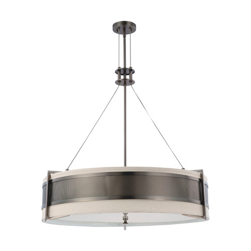 Nuvo 60-4434 DIESEL 6 LIGHT ROUND PENDANT Diesel 6 Light Round Pendant with Khaki Fabric Shade (Discontinued)