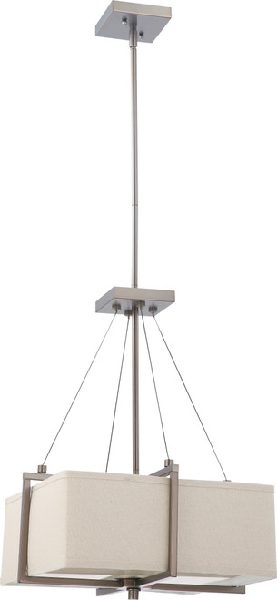 Nuvo 60-4486 LOGAN 2 LIGHT SQUARE PENDANT Logan 2 Light Square Pendant with Khaki Fabric Shade- (2) 13W GU24 Lamps Included (Discontinued)