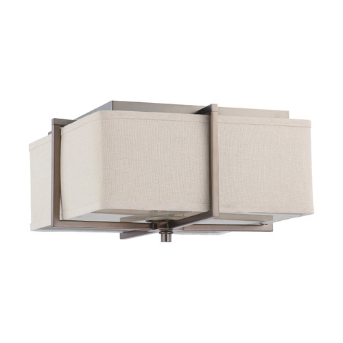 Nuvo 60-4488 LOGAN 2 LIGHT SQUARE FLUSH Logan 2 Light Square Flush with Khaki Fabric Shade (2) 13W GU24 Lamps Included (Discontinued)
