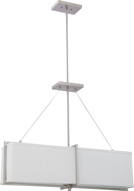 Nuvo 60-4505 LOGAN 4 LIGHT SQUARE PENDANT Logan 4 Light Square Pendant with Slate Gray Fabric Shade (4) 13W GU24 Lamps Incl. (Discontinued)