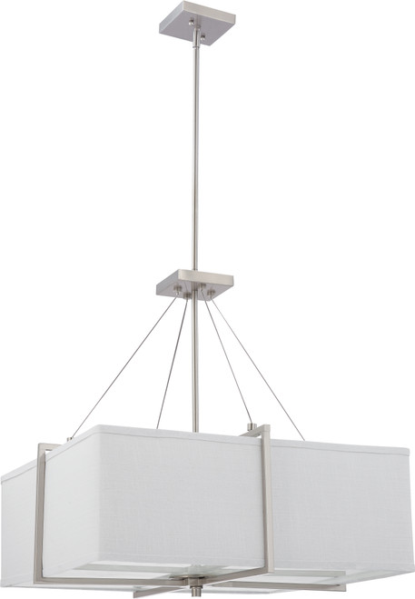 Nuvo 60-4507 LOGAN 4 LIGHT SQUARE PENDANT Logan 4 Light Square Pendant with Slate Gray Fabric Shade- (4) 13W GU24 Lamps Incl. (Discontinued)