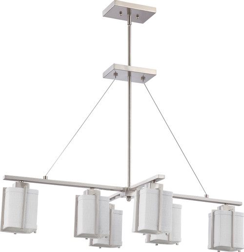 Nuvo 60-4511 LOGAN 6 LIGHT ISLAND PENDANT Logan 6 Light Island Pendant with Slate Gray Fabric Shade (6) 13 GU24 Lamps Incl. (Discontinued)