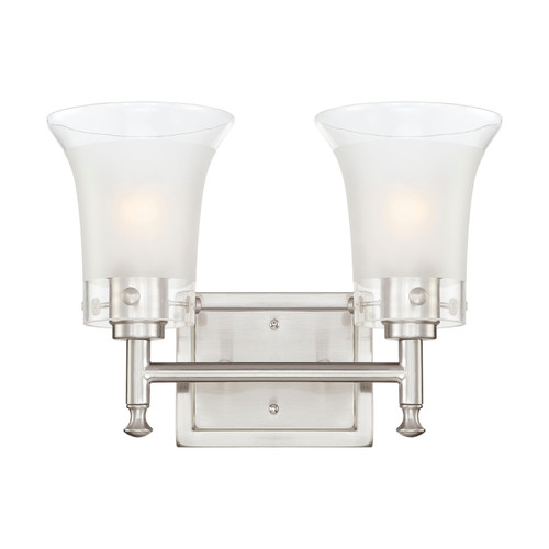 Nuvo 60-4522 PATRONE 2 LIGHT VANITY Patrone 2 Light Vanity Fixture with Clear and Frosted Glass (Discontinued)