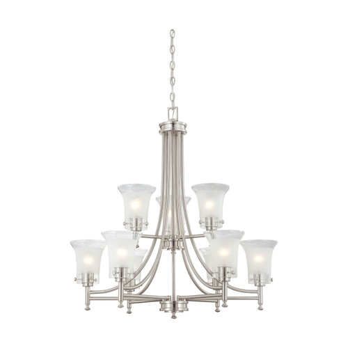 Nuvo 60-4529 PATRONE 9 LIGHT CHANDELIER Patrone 9 Light Chandelier with Clear and Frosted Glass (Discontinued)