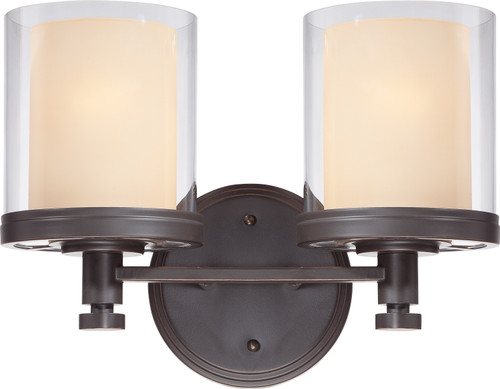 Nuvo 60-4542 DECKER 2 LIGHT VANITY Decker 2 Light Vanity Fixture with Clear and Cream Glass (Discontinued)