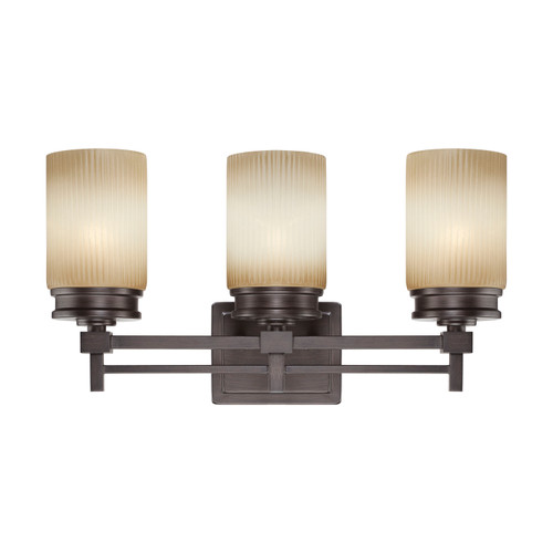 Nuvo 60-4603 WRIGHT 3 LIGHT VANITY Wright 3 Light Vanity Fixture with Amaretto Glass (Discontinued)