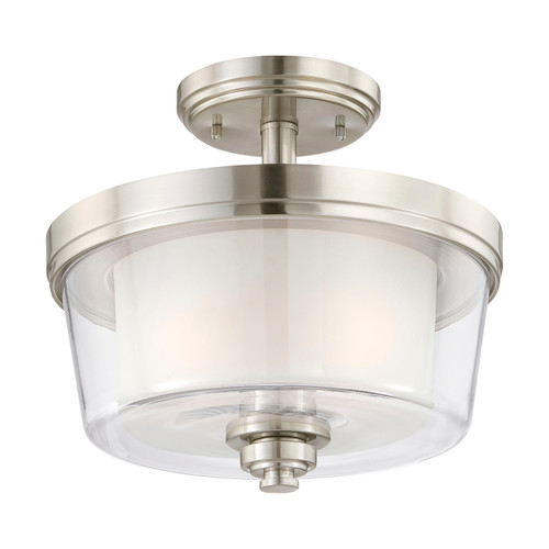 Nuvo 60-4653 DECKER 2 LIGHT SEMI-FLUSH Decker 2 Light Semi-Flush Fixture with Clear and Frosted Glass (Discontinued)