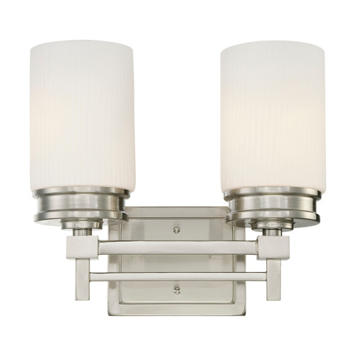 Nuvo 60-4702 WRIGHT 2 LIGHT VANITY Wright 2 Light Vanity Fixture with Satin White Glass (Discontinued)