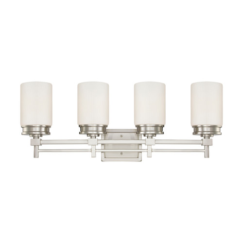 Nuvo 60-4704 WRIGHT 4 LIGHT VANITY Wright 4 Light Vanity Fixture with Satin White Glass (Discontinued)