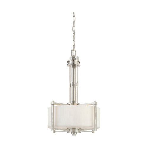 Nuvo 60-4706 WRIGHT 3 LIGHT PENDANT Wright 3 Light Pendant with Satin White Glass (Discontinued)