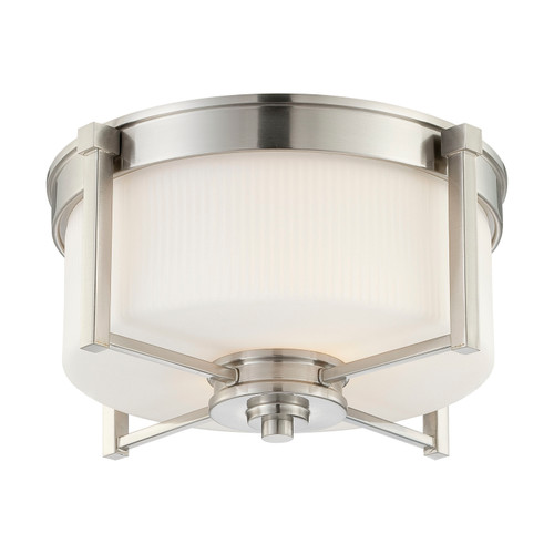 Nuvo 60-4711 WRIGHT 2 LIGHT MED. FLUSH Wright 2 Light Medium Flush Fixture with Satin White Glass (Discontinued)