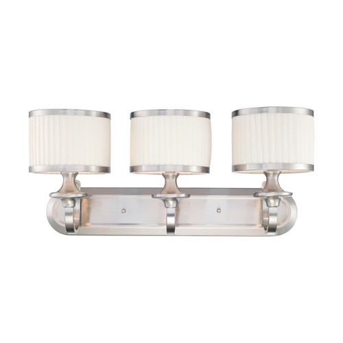 Nuvo 60-4733 CANDICE 3 LIGHT VANITY Candice 3 Light Vanity Fixture with Pleated White Shades (Discontinued)
