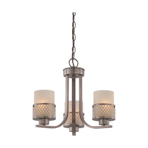 Nuvo 60-4787 FUSION 3 LIGHT CHANDELEIR Fusion 3 Light Chandelier with Russet Glass (Discontinued)
