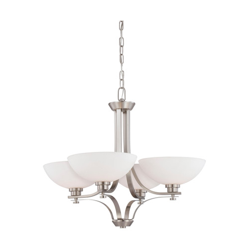 Nuvo 60-5014 BENTLEY 4 LIGHT CHANDELIER Bentley 4 Light Chandelier with Frosted Glass (Discontinued)