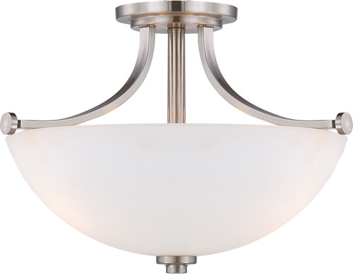 Nuvo 60-5017 BENTLEY 3 LIGHT SEMI-FLUSH Bentley 3 Light Semi-Flush with Frosted Glass (Discontinued)