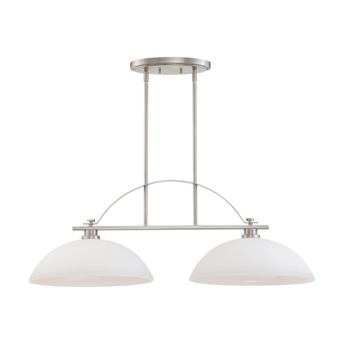 Nuvo 60-5018 BENTLEY 2 LIGHT ISLAND PENDANT Bentley 2 Light Island Pendant with Frosted Glass (Discontinued)