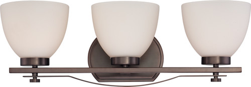 Nuvo 60-5113 BENTLEY 3 LIGHT VANITY Bentley 3 Light Vanity Fixture with Frosted Glass (Discontinued)