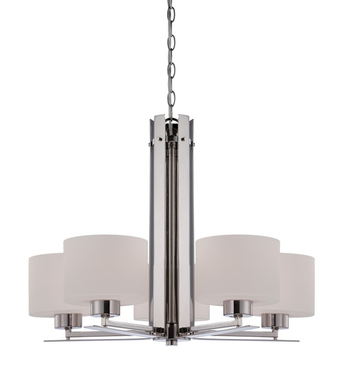 Nuvo 60-5205 PARALLEL 5 LIGHT CHANDELIER Parallel 5 Light Chandelier with Etched Opal Glass (Discontinued)