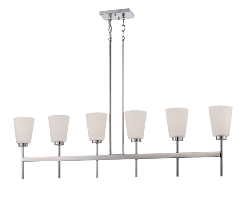 Nuvo 60-5217 BENSON 6 LIGHT ISL PENDNT Benson 6 Light Island Pendant with Satin White Glass (Discontinued)