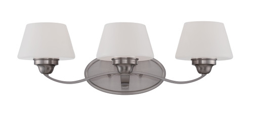 Nuvo 60-5223 LUDLOW 3 LIGHT VANITY Ludlow 3 Light Vanity Fixture with Satin White Glass (Discontinued)