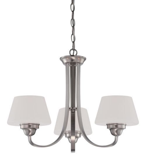 Nuvo 60-5224 LUDLOW 3 LIGHT CHANDELEIR Ludlow 3 Light Chandelier with Satin White Glass (Discontinued)