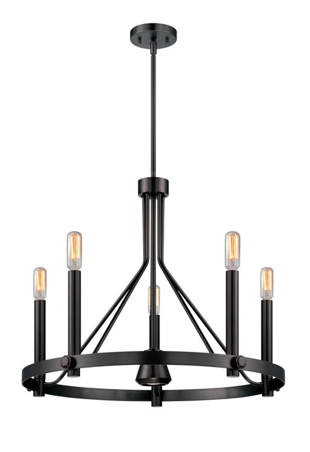Nuvo 60-5243 TELEGRAPH 5+1 CHANDELIER Telegraph 5 + 1 Light Chandelier Vintage Lamps Included (Discontinued)