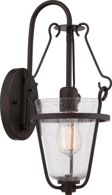 Nuvo 60-5281 LATHAM 1 LT WALL FIXTURE Latham 1 Light Wall Fixture with Clear Seeded Glass Lamp Included (Discontinued)