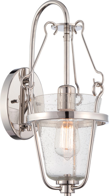 Nuvo 60-5286 LATHAM 1 LT WALL FIXTURE Latham 1 Light Wall Fixture with Clear Seeded Glass Lamp Included (Discontinued)