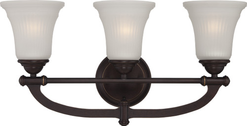 Nuvo 60-5313 MONROE 3 LT VANITY FIXTURE Monroe 3 Light Vanity Fixture with Frosted Ribbed Glass (Discontinued)