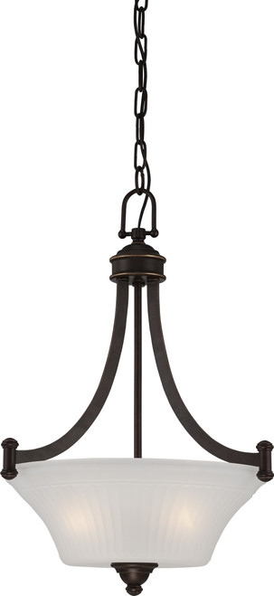 Nuvo 60-5314 MONROE 3 LT PENDANT Monroe 3 Light Pendant with Frosted Ribbed Glass (Discontinued)