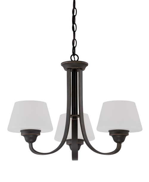 Nuvo 60-5324 LUDLOW 3 LIGHT CHANDELEIR Ludlow 3 Light Chandelier with Satin White Glass (Discontinued)