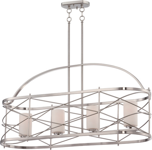 Nuvo 60-5334 GINGER - 4 LT ISLAND PENDANT Ginger 4 Light Island Pendant with Etched Opal Glass (Discontinued)
