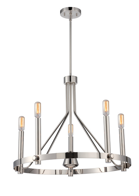 Nuvo 60-5343 TELEGRAPH 5+1 CHANDELIER Telegraph 5 + 1 Light Chandelier Vintage Lamps Included (Discontinued)