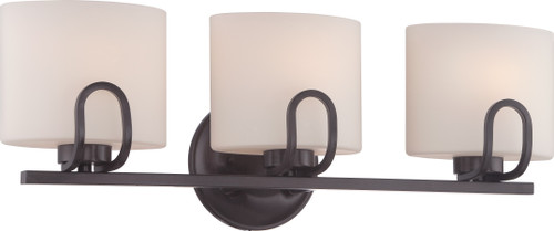 Nuvo 60-5393 LOLA - 3 LT VANITY FIXTURE Lola 3 Light Vanity Fixture with Etched Opal Glass (Discontinued)