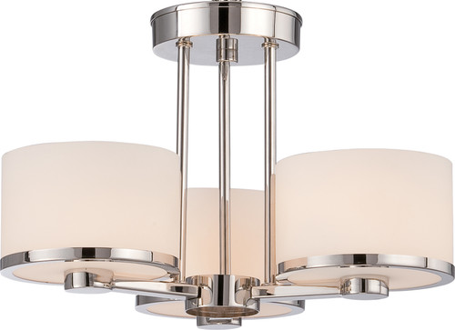 Nuvo 60-5477 CELINE - 3 LT SEMI FLUSH Celine 3 Light Semi-Flush with Etched Opal Glass (Discontinued)