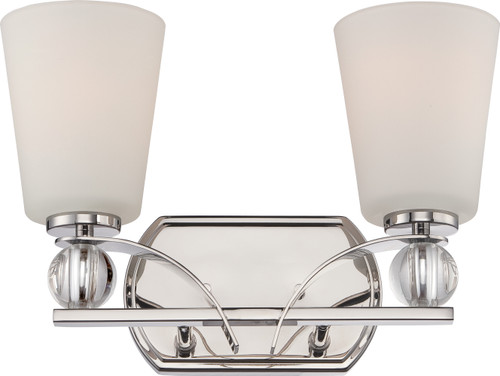 Nuvo 60-5492 CONNIE - 2 LT VANITY FIXTURE Connie 2 Light Vanity Fixture with Satin White Glass (Discontinued)