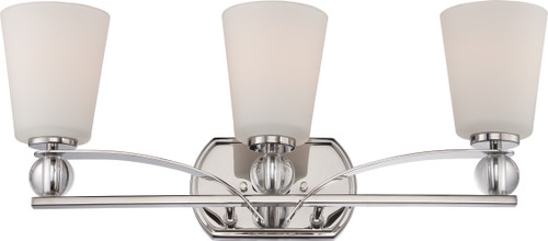 Nuvo 60-5493 CONNIE - 3 LT VANITY FIXTURE Connie 3 Light Vanity Fixture with Satin White Glass (Discontinued)