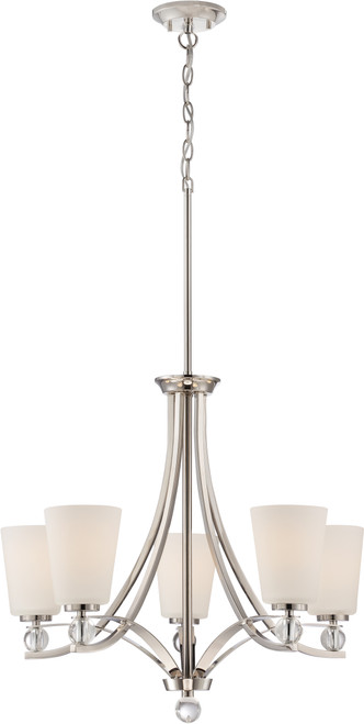 Nuvo 60-5495 CONNIE - 5 LT CHANDELIER Connie 5 Light Chandelier with Satin White Glass (Discontinued)