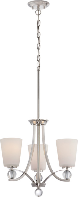 Nuvo 60-5496 CONNIE - 3 LT CHANDELIER Connie 3 Light Chandelier with Satin White Glass (Discontinued)