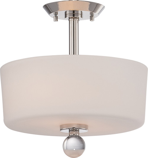 Nuvo 60-5497 CONNIE - 2 LT SEMI FLUSH Connie 2 Light Semi-Flush with Satin White Glass (Discontinued)