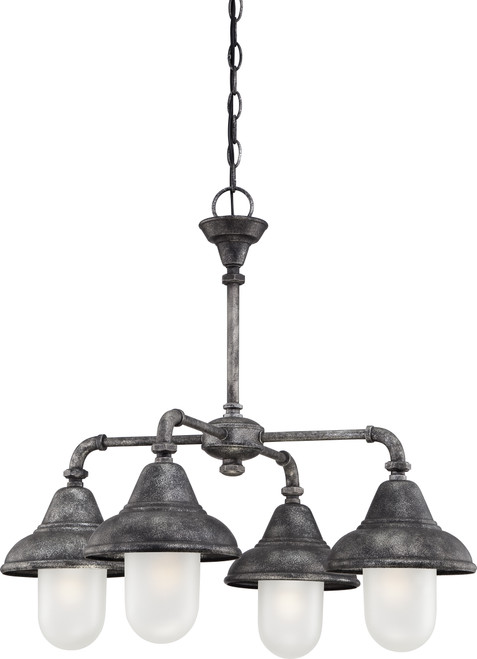 Nuvo 60-5538 SUTTON - 4 LT CHANDELIER Sutton 4 Light Chandelier with Frosted Glass (Discontinued)