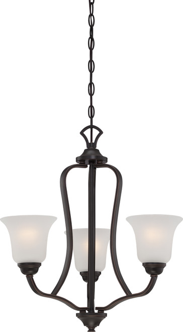 Nuvo 60-5696 ELIZABETH - 3 LT CHANDELIER Elizabeth 3 Light Chandelier with Frosted Glass (Discontinued)