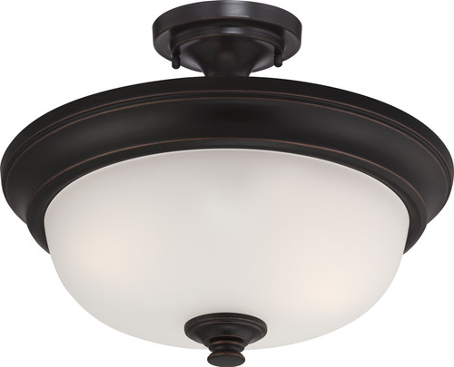 Nuvo 60-5700 ELIZABETH - 2 LT SEMI FLUSH Elizabeth 2 Light Semi-Flush with Frosted Glass (Discontinued)