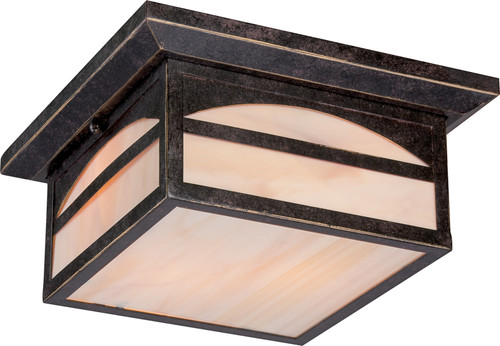 Nuvo 60-5756 CANYON ES 2 LT OUTDR FLUSH Canyon 2 Light Outdoor Flush Fixture with Honey Stained Glass (Discontinued)