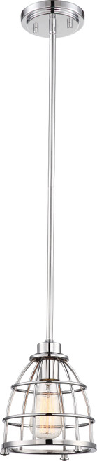 Nuvo 60-5837 MAXX 1 LIGHT SMALL PENDANT Maxx 1 Light Small Caged Pendant with 60W Vintage Lamp Included Polished Nickel Finish (Discontinued)